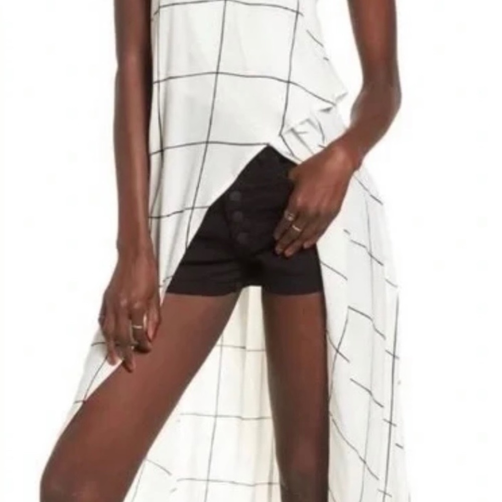 White with black cross stripes  High-Low Tank - L - Leith - Nordstrom